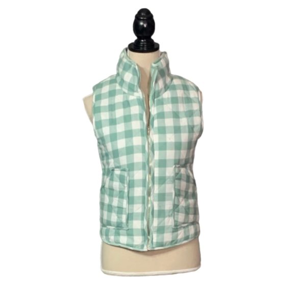 Green Gingham Plaid Vest Peach Love 